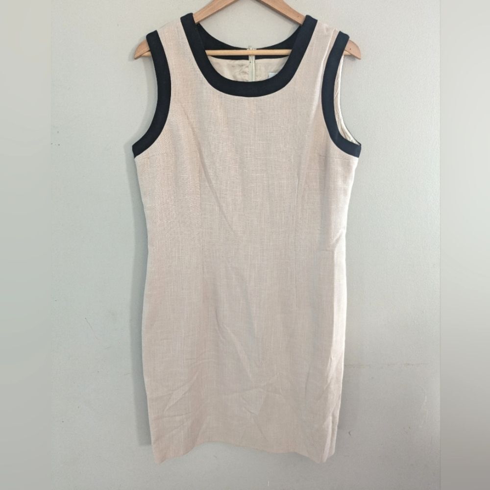 Casual Corner Beige Sheath Tank Dress Size 14 Classic Old Money